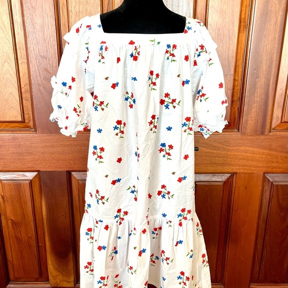 Olivia James the Label Sophie Dress Ruffle Square Neck Floral Size Large White - Picture 5 of 11